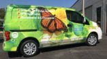 Custom vehicle wrap on van for advertising