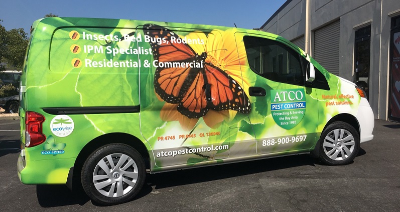 Custom vehicle wrap on van for advertising