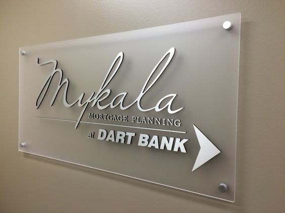 Mykala Mortgage Planning etched glass wall sign