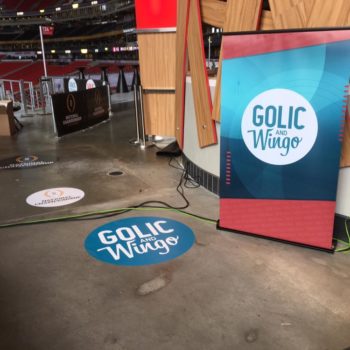 Golic and Wingo Standing sign and floor graphics 