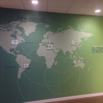 Wall mural of map with locations 