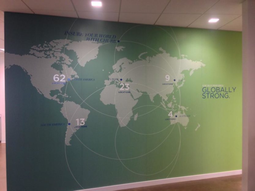 Wall mural of map with locations 