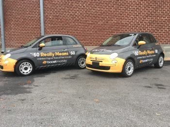 50 Really Means 50 vehicle fleet wrap