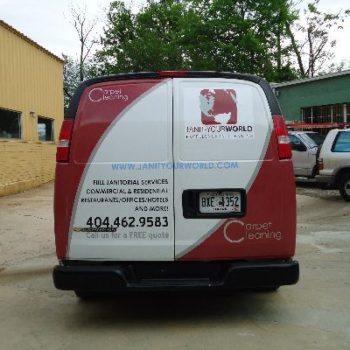 Professional Cleaning Services vehicle fleet wrap rear view 