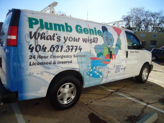 Plumb Genie vehicle fleet wrap side view 