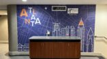 custom wall mural installation in Atlanta hotel lobby