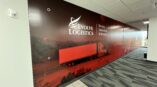 red wall mural
