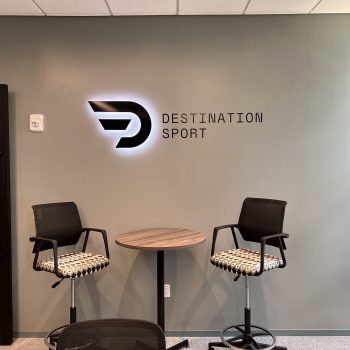 Destination Sports Backlit dimensional wall logo