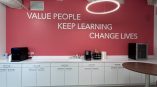 white acrylic quote on red wall