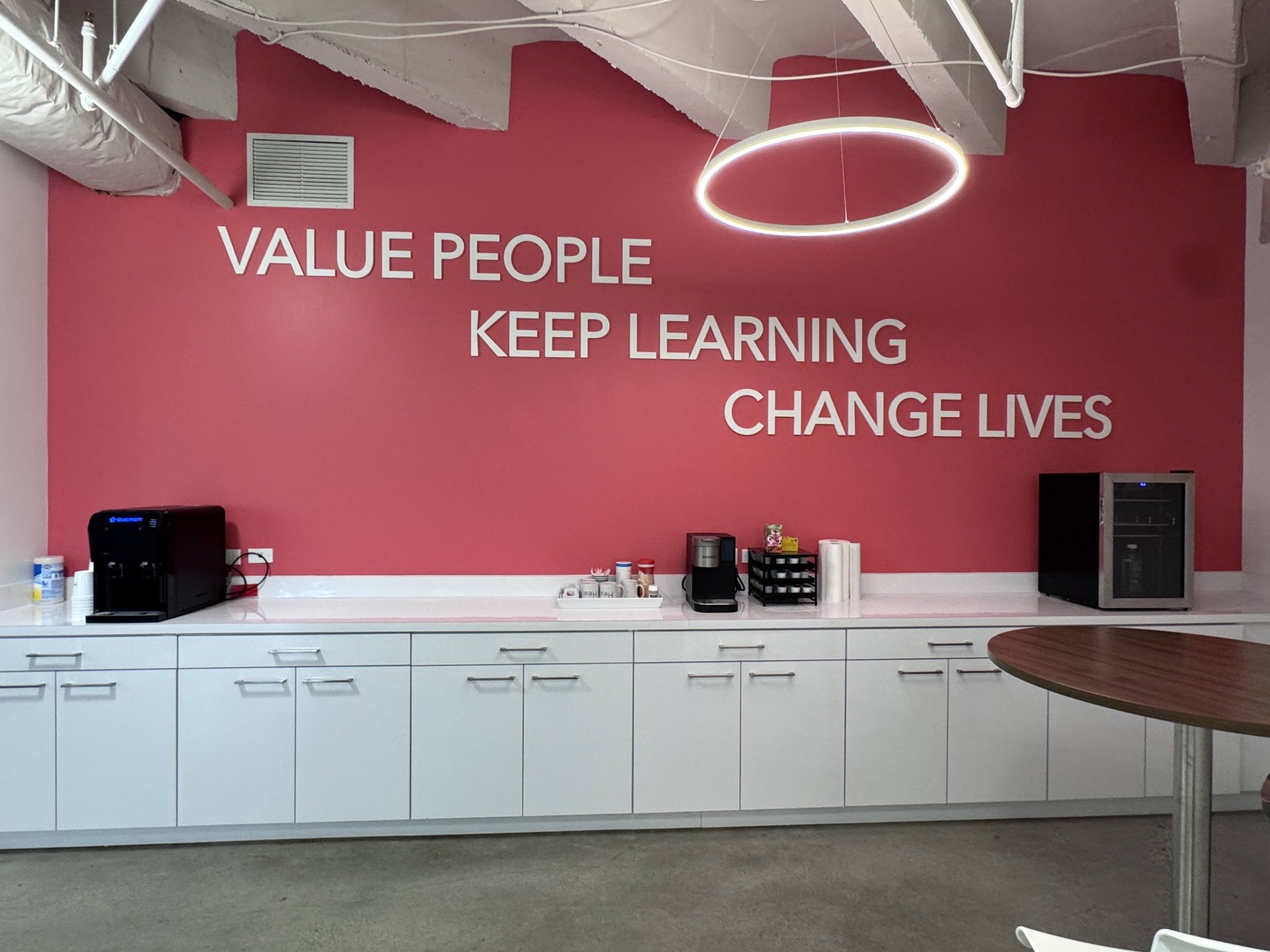 white acrylic quote on red wall