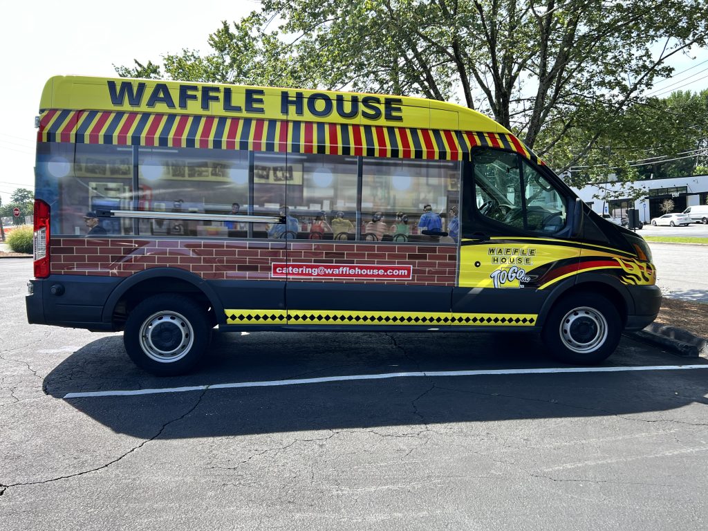 Waffle House themed van wrap