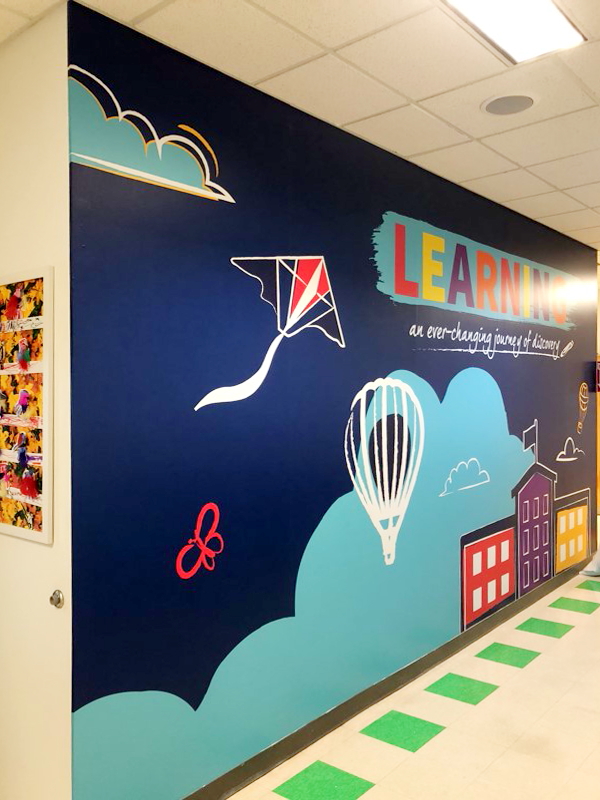 Colorful vinyl wall mural about learning