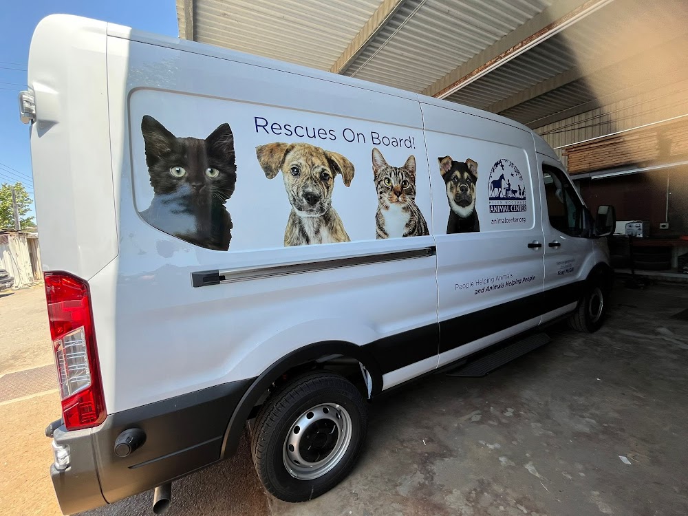 White commercial van with full vehicle wrap featuring animal images in San Diego, CA.
