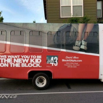 Block 43 Apts bus vehicle wrap 