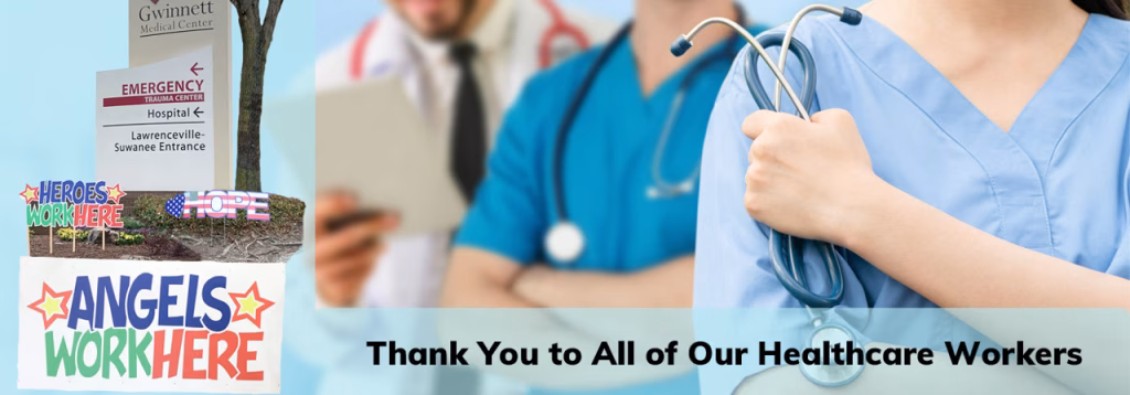 A thank you banner for healthcare workers.