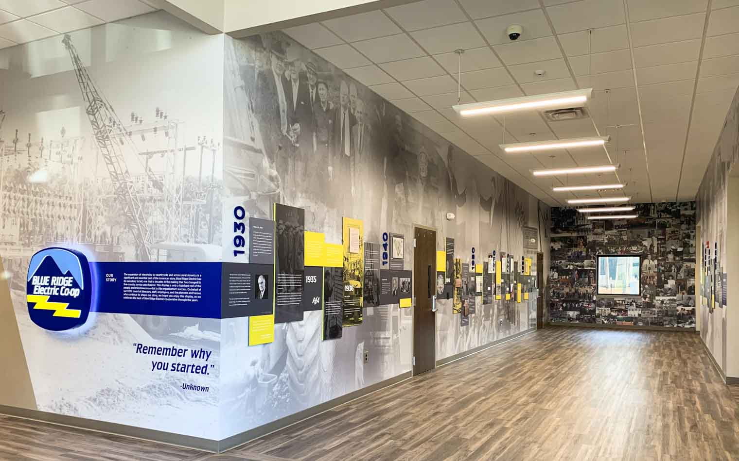 An image of the Blue Ridge Electric Co-Op 4-wall timeline display.