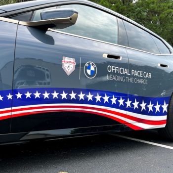 Custom decals for a pace car for the 2022 Peachtree Race.