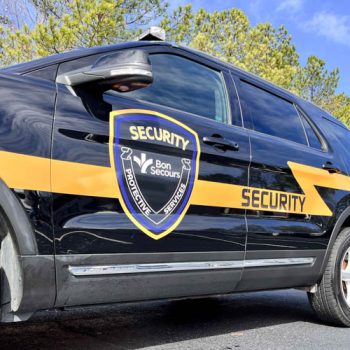 Security vehicle striping and badge for Bon Secours in Greenville, SC