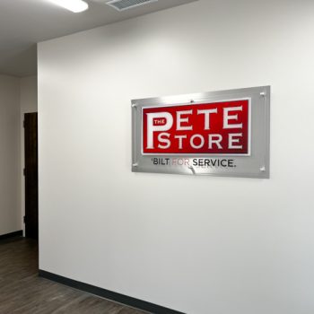 Acm and acrylic logo display for The Pete Store's training center in Duncan, SC
