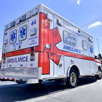 Emergency vehicle vinyl graphics with both reflective and regular vinyl for Thorne Ambulance of Greenville, SC