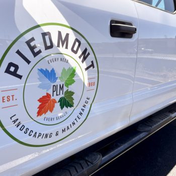 Die-cut truck door decal for Piedmont Landscaping