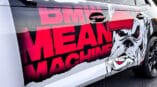 Close up of the 2023 BMW Mean Machine wrap with bulldog
