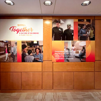 Large ultraboard prints hung in spacious corporate conference room for Denny's in Spartanburg, SC