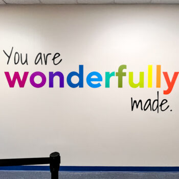Colorful vinyl lettering wall display at Beech Springs Baptist Church in Pelzer, SC