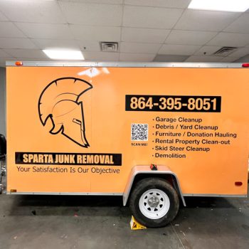 Full yellow and black trailer wrap to use as moving billboard in Greenville, SC
