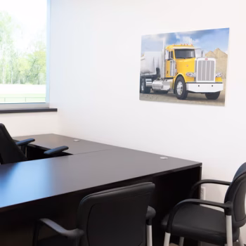 Ultraboard print of company images depicting Peterbilt trucks at The Pete Store in Columbia, SC