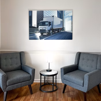 Ultraboard prints of company images depicting Peterbilt trucks at the Peterbilt Training Center in Duncan, SC
