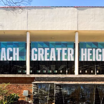 Super large format banners outside library at USC Upstate in Spartanburg, SC