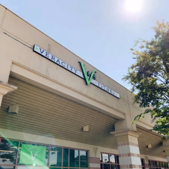 Custom storefront signage for Veracity Fitness in Greenville, SC.