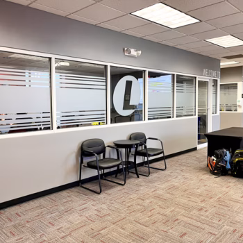 Frosted privacy film on conference room windows at Lear Corp. in Duncan, SC.