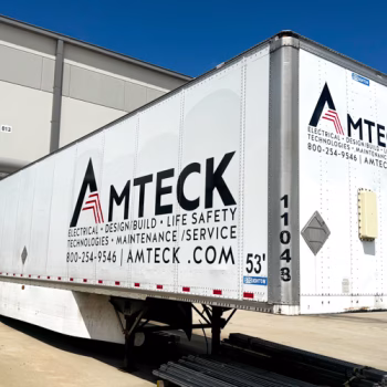 Large logo decals on a 53' trailer for Amteck.