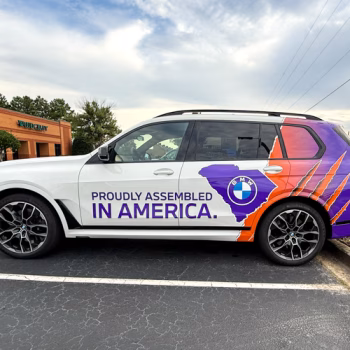 Partial wrap on a BMW for one of Clemson University's big early season games.