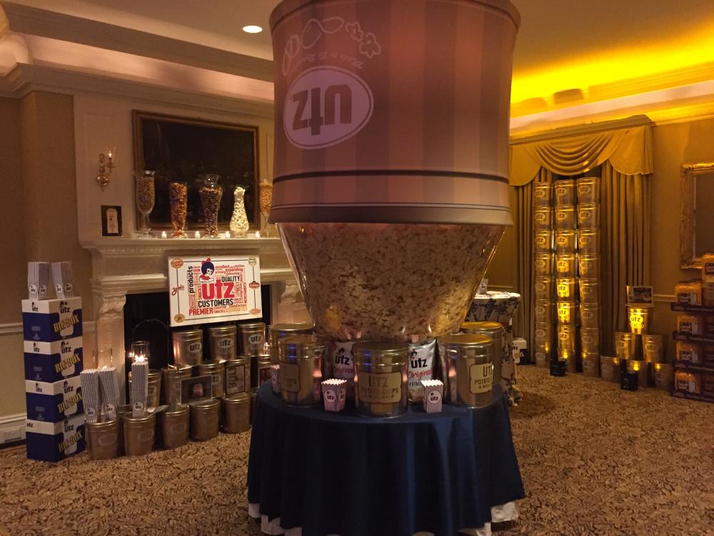 Utz logo on a popcorn display