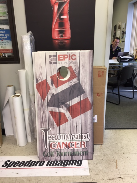 Epic Building Group Corn Hole Graphic Tee off Against Cancer Golf Tournament