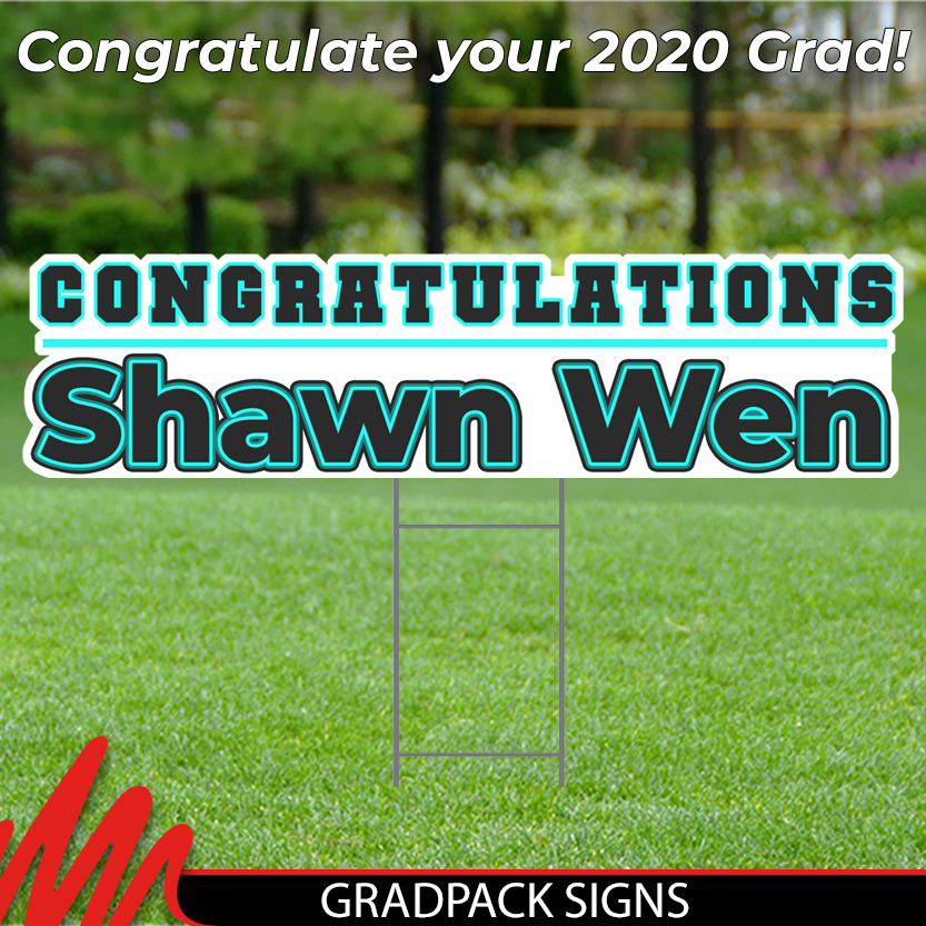 Graduation Yard Sign (Congrats) 36x18", Single Sided Coroplast with H-Stake
