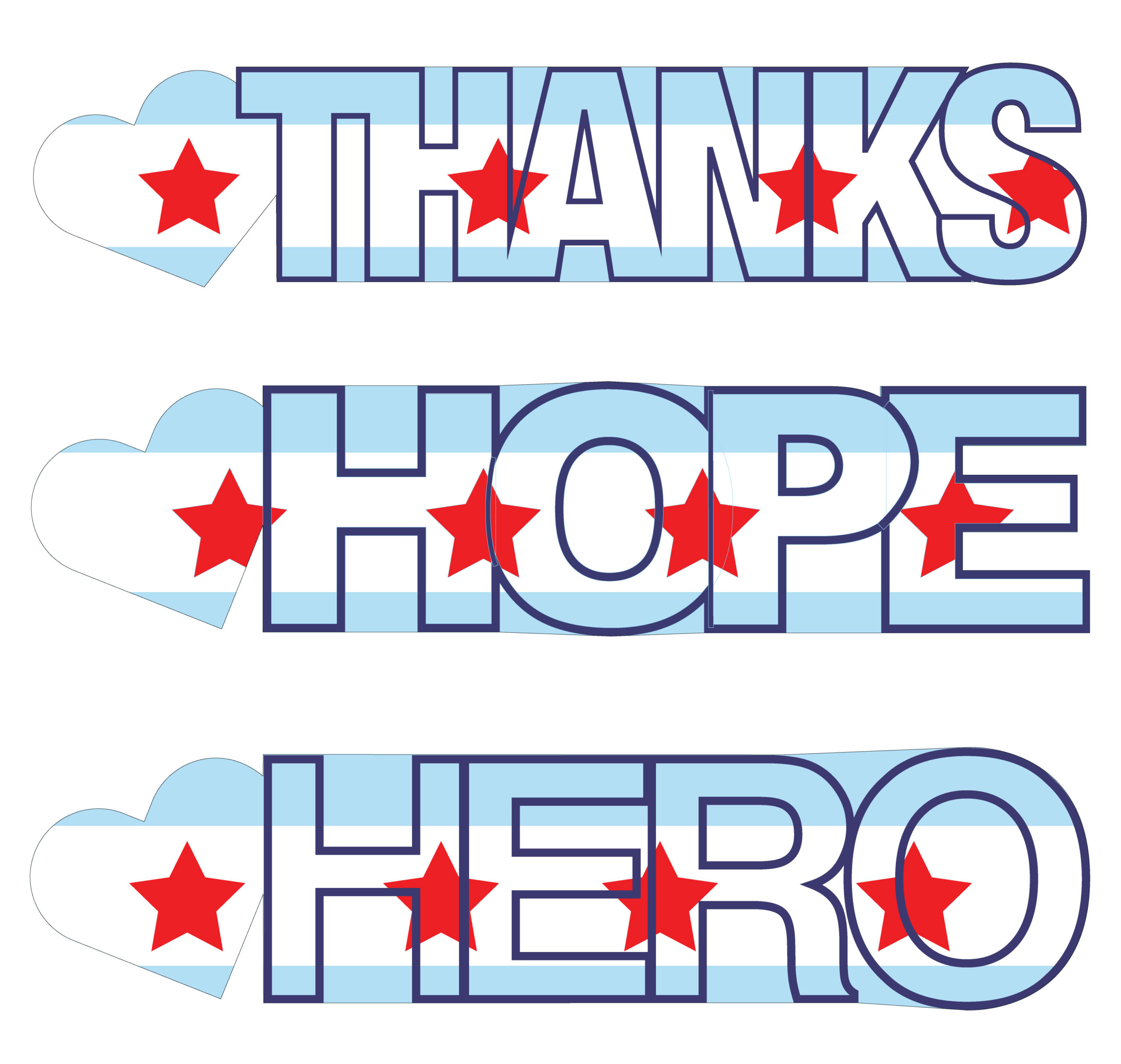 Healthcare Hero Sign (Blue&White), 48”x12”, Coroplast with H-Stakes (Specify word in notes)