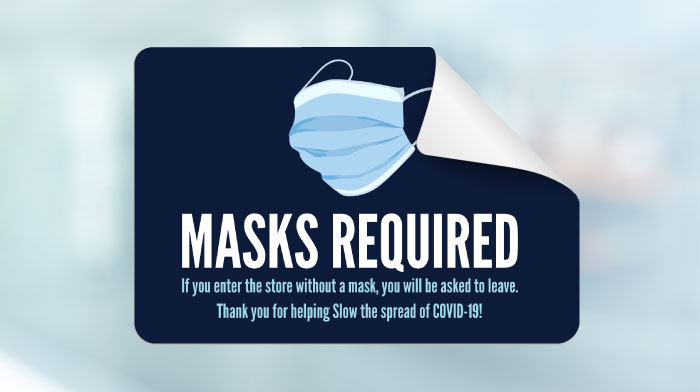 Masks Required Removable Window Decal, 18"x12"