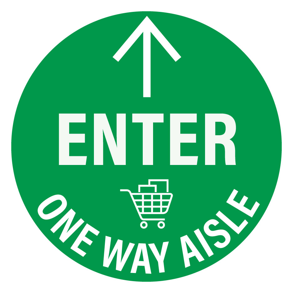 One Way Aisle ENTER Floor Decal, 12"x12"