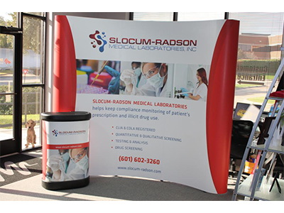 Slocum-Radson Medical Laboratories tradeshow backdrop and display stand