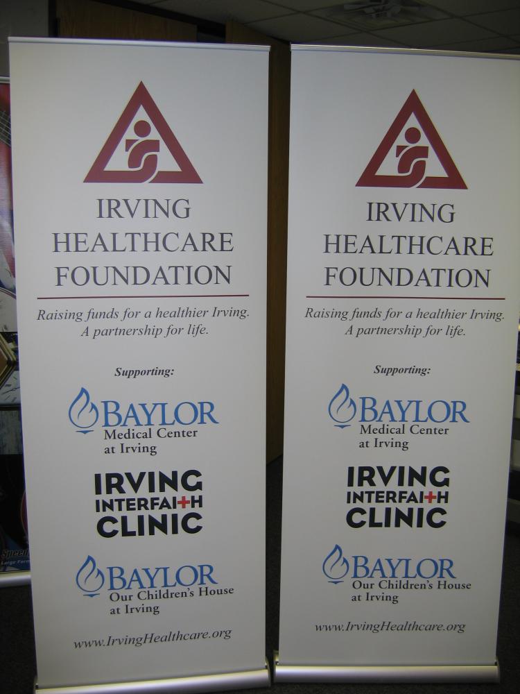 Irving Healthcare Foundation retractable banner stands