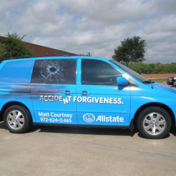 Allstate fleet wrap on a van