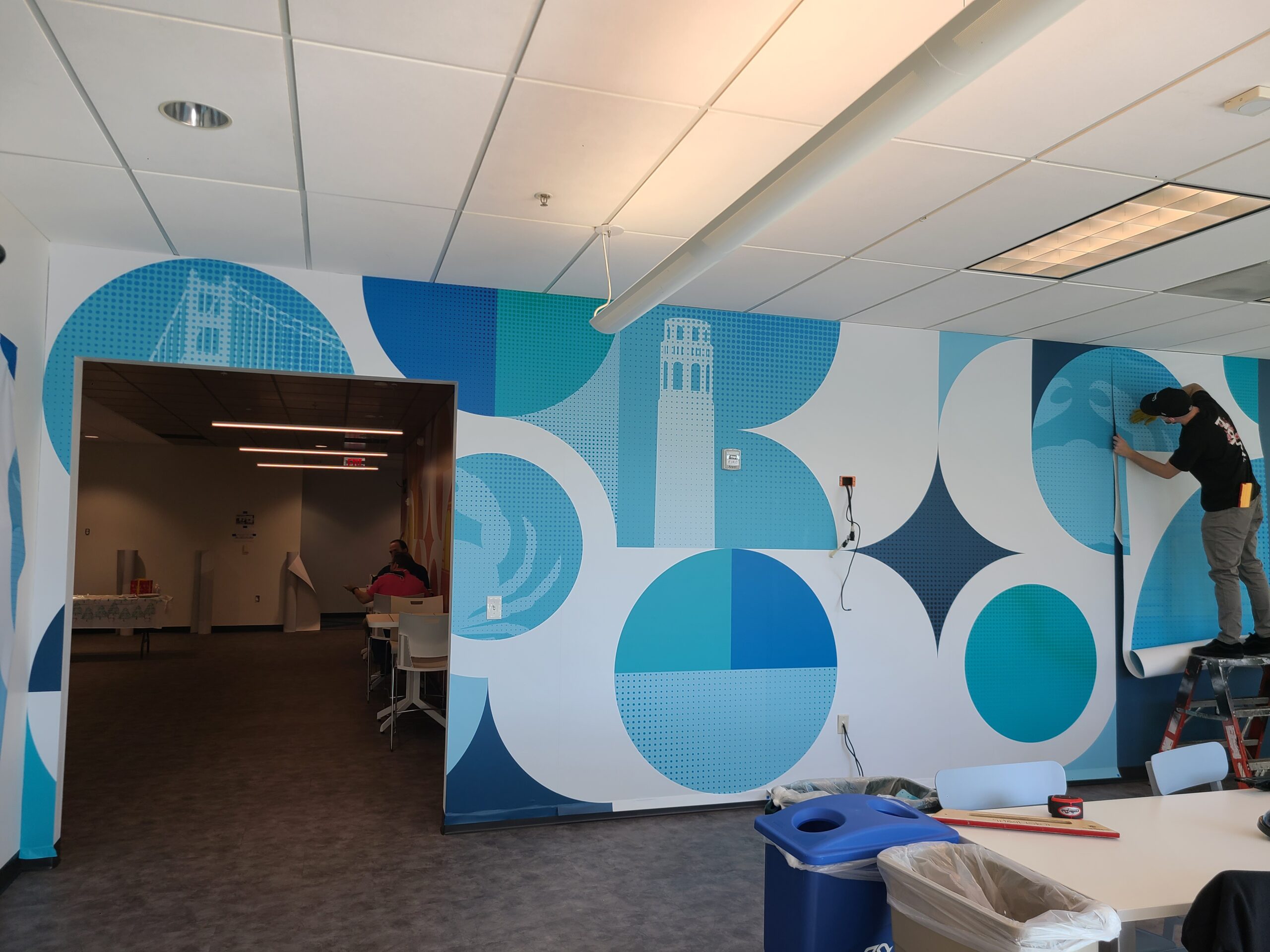 panel wall vinyl installation in office