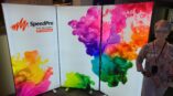 Vibrant dye-sublimation fabric display showcasing visual arts graphics for advertising