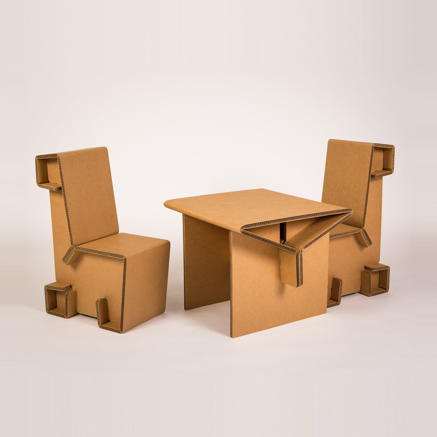 Cardboard furniture two chairs and a table