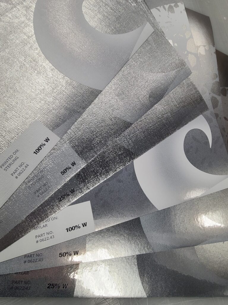 Silver and grey wallpaper color samples for custom interior design