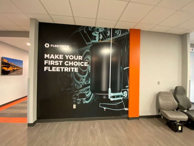 Large format wall mural in an office